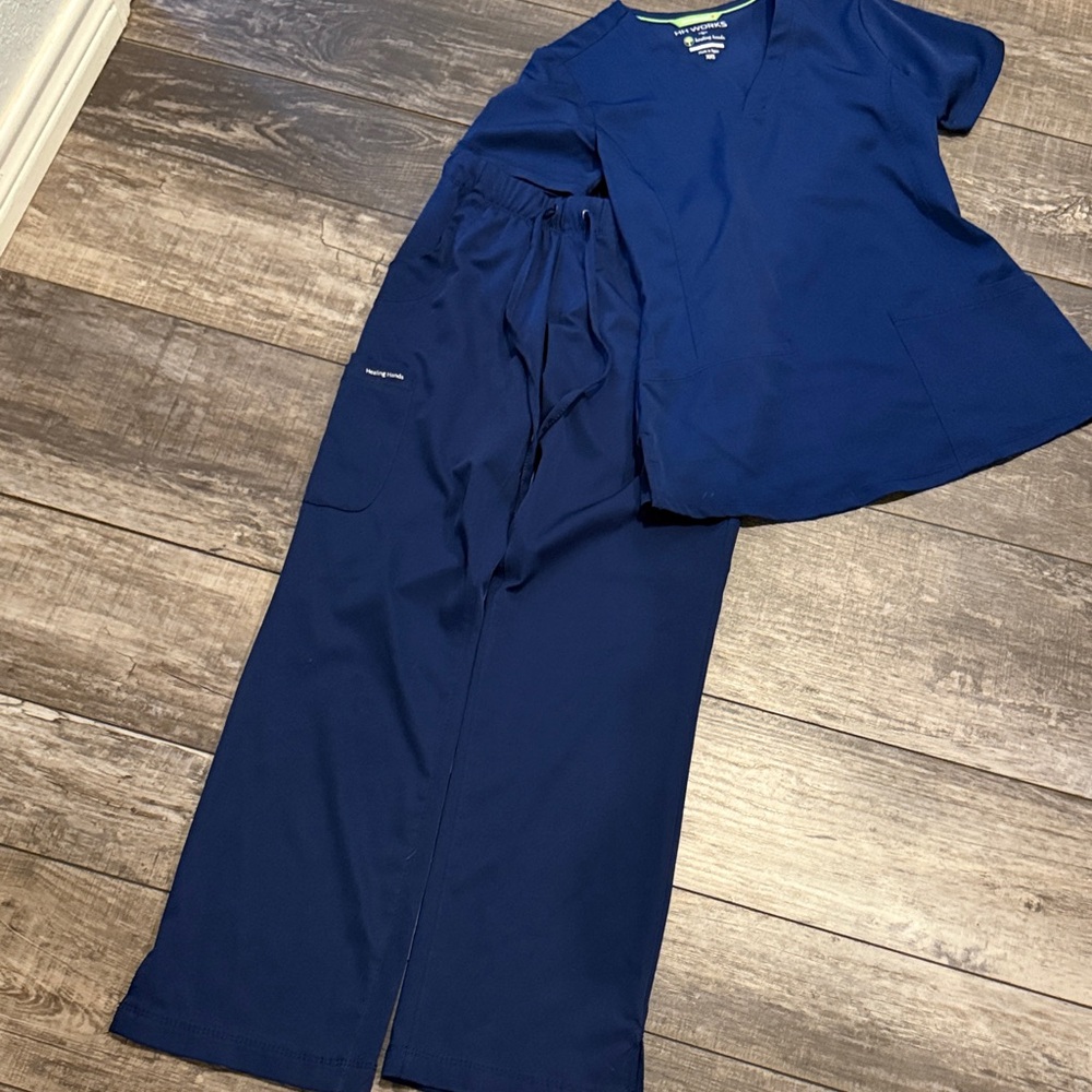 HH Works by Healing Hands Navy Blue Scrub Set